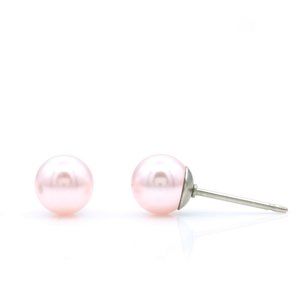 Pink Swarovski Pearl Earrings | 6mm Swarovski Pearl Studs | Hypoallergenic